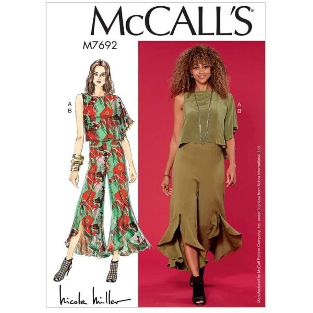 McCall's Sewing Pattern 7692 Misses‎ Draped Top Flounce Pants Size 6-14